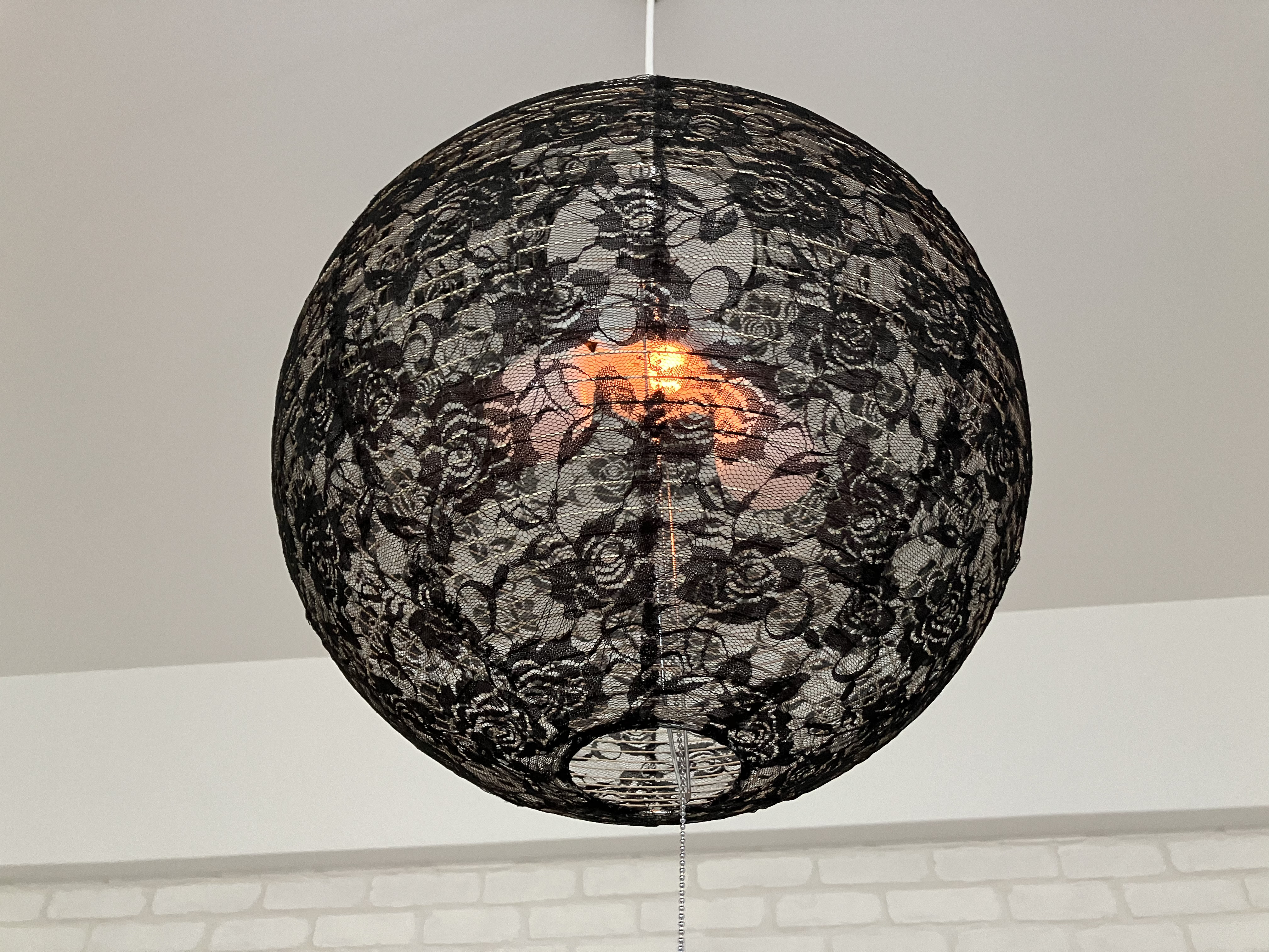 ◎お部屋を照らす、暮らしを彩る、凛として優しい黒◎ チュールレースペンダントライト ロゼノワール【受注製作】