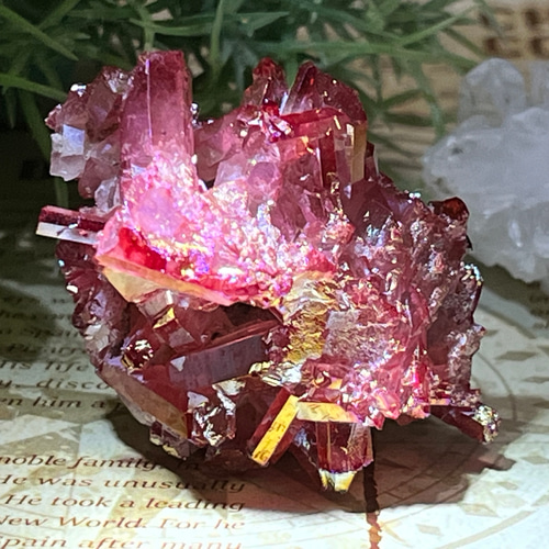 七色の夢໒꒱✨ レッド オーラ 水晶 クリスタル クラスター 原石