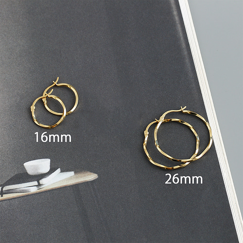 ◇ツイストフープピアス16mm◇シルバー ピアス SV925 ピアス
