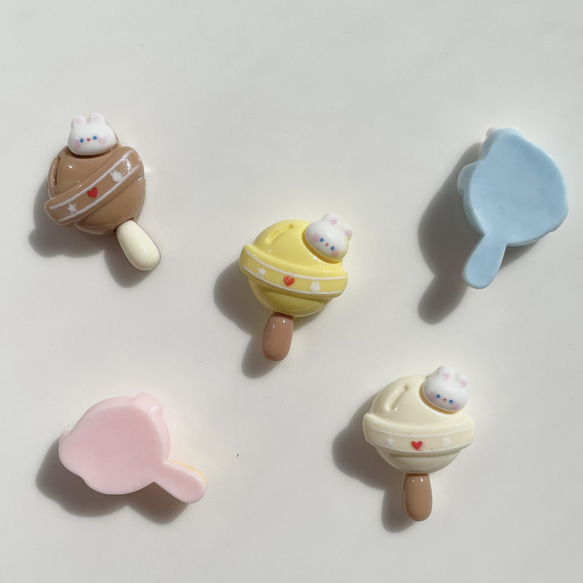 【2個】デコパーツ★うさちゃんキャンディースティック [全6種] 7枚目の画像