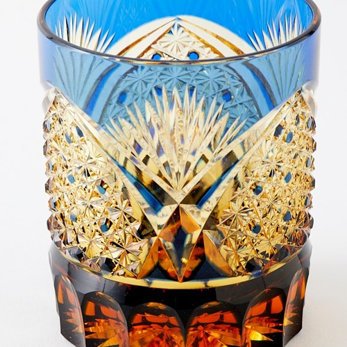 江戸切子 門脇作 2色被せグラス