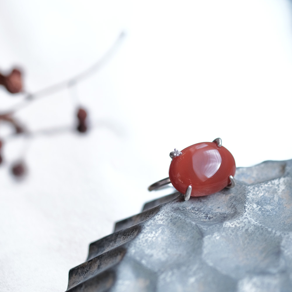 赤茶色 カーネリアン 天然石 リング シルバー925