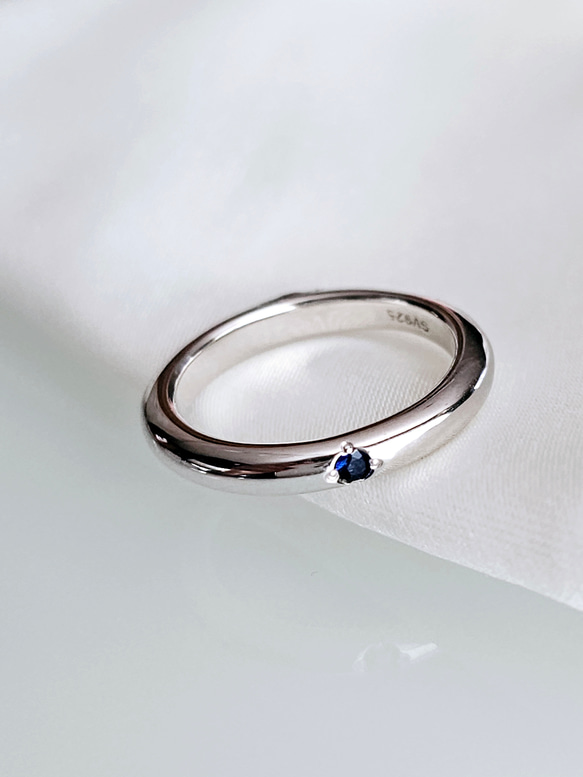 ９月誕生石ブルーサファイア一粒リングRS-49（選べる誕生石）SV925 7枚目の画像