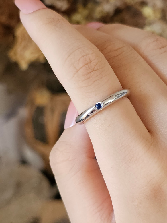 ９月誕生石ブルーサファイア一粒リングRS-49（選べる誕生石）SV925 2枚目の画像