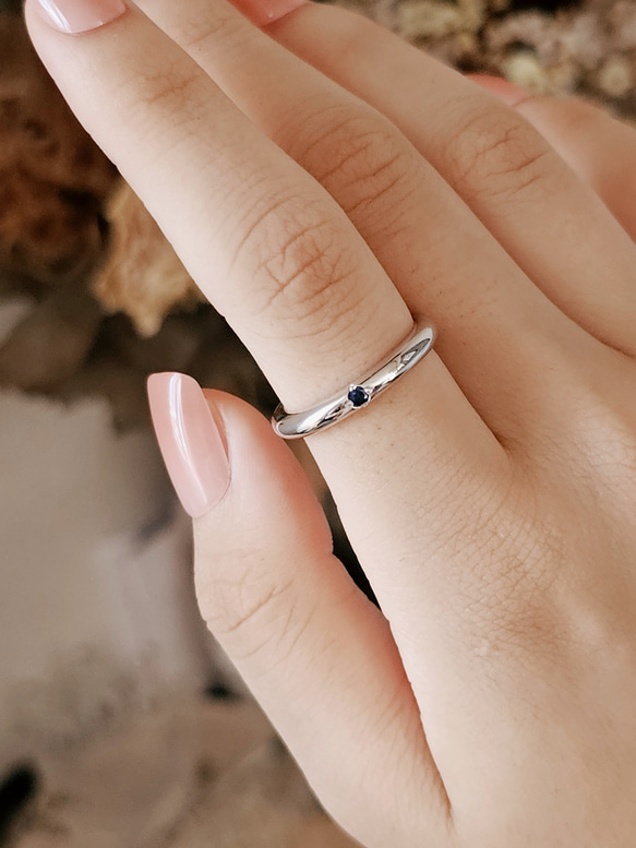 ９月誕生石ブルーサファイア一粒リングRS-49（選べる誕生石）SV925 4枚目の画像