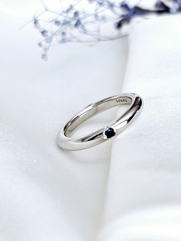 ９月誕生石ブルーサファイア一粒リングRS-49（選べる誕生石）SV925 3枚目の画像