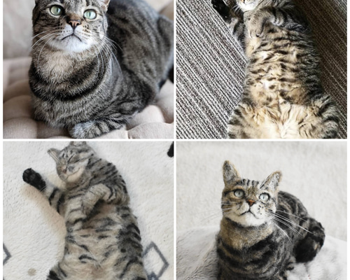 羊毛フェルト 猫 ナナ オーダーお休み中ですページ 羊毛フェルト 猫 オーダーメイド キジシロ （オーダーメイド