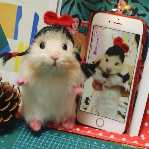羊毛フェルト ハンドメイド 作家もの 3体セット 羊 ハムスター