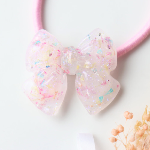 旧★ハンドメイド　レジンヘアゴム　くすみピンク　ラタン　大ぶり　夏 2a611afbcc76cb9723d0ada3076fc5
