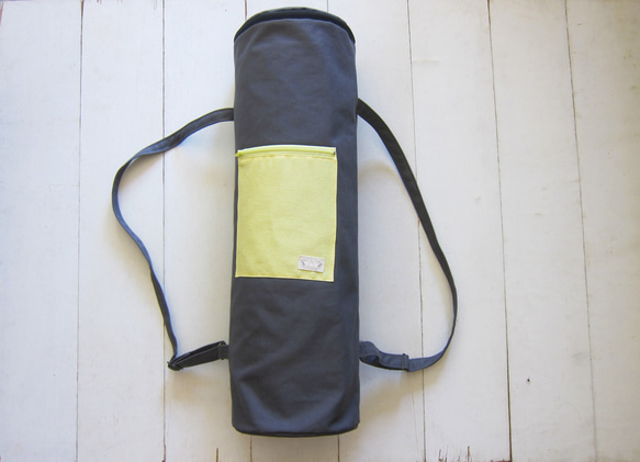 Canvas Yoga Bag - Charcoal + Light Yellow 1枚目の画像