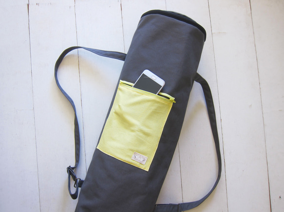 Canvas Yoga Bag - Charcoal + Light Yellow 3枚目の画像