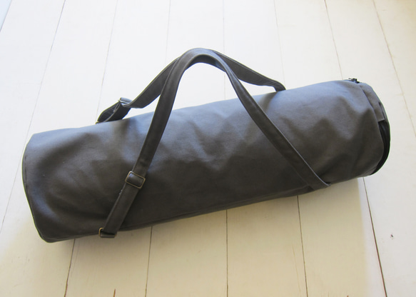 Canvas Yoga Bag - Charcoal + Light Yellow 6枚目の画像