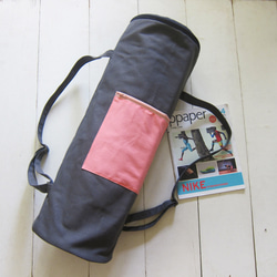 Canvas Yoga Bag - Charcoal + Salmon 3枚目の画像