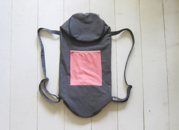 Canvas Yoga Bag - Charcoal + Salmon 2枚目の画像