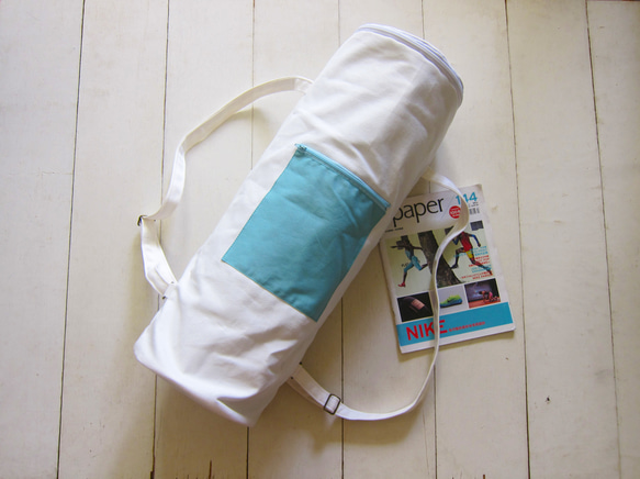 Canvas Yoga Bag - White + Cyan 2枚目の画像