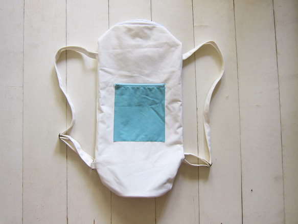 Canvas Yoga Bag - White + Cyan 3枚目の画像