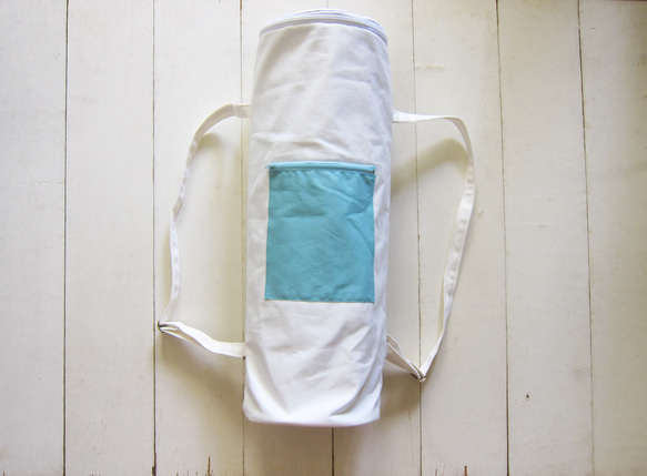 Canvas Yoga Bag - White + Cyan 1枚目の画像