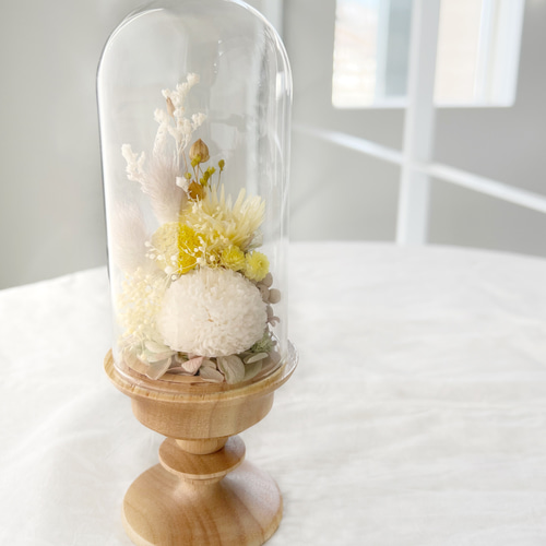 プリザーブドフラワー仏花　一対　イエロー系　お供え花　お仏壇花　花器一体型 1対2点セット 仏花 お供え 枯れない仏花 プリザーブドフラワー