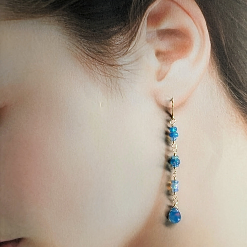 エチオピアラベンダーカラーオパールのロングピアスチャーム☆ エチオピアラベンダーカラーオパールのロングピアスチャーム