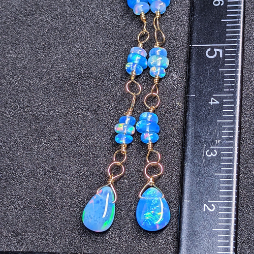 エチオピアラベンダーカラーオパールのロングピアスチャーム☆