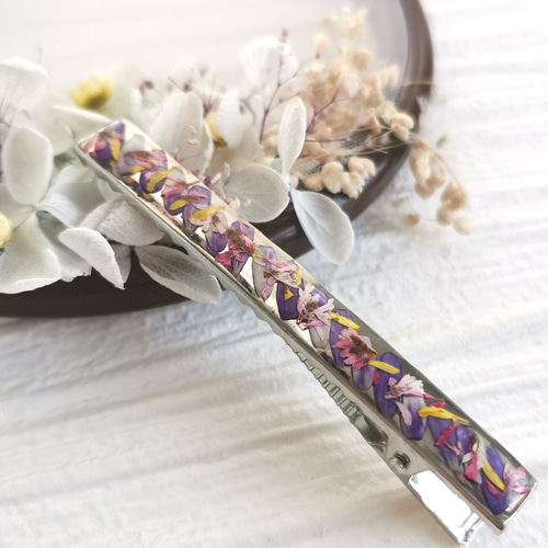 押し花ヘアクリップ