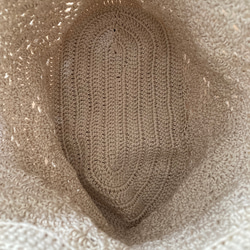 バイラス編みの少し大きめトートバッグ　クリームベージュ 3枚目の画像