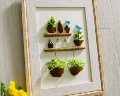 シーグラスアート フラワーアートインテリア雑貨 壁掛け 置物 北欧 観葉植物 シーグラスアート インテリア雑貨 壁掛け 置物 北欧 観葉植物