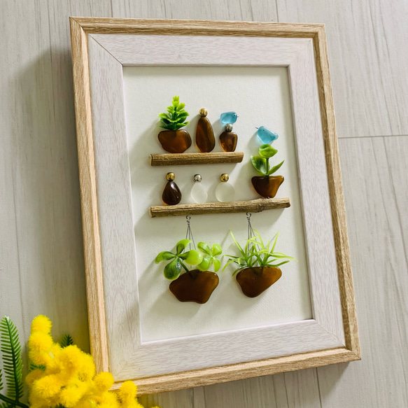 シーグラスアート フラワーアートインテリア雑貨 壁掛け 置物 北欧 観葉植物 シーグラスアート インテリア雑貨 壁掛け 置物 北欧 観葉植物