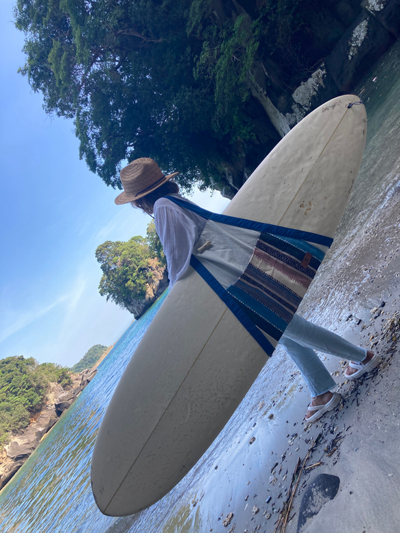 サーフボードキャリーバッグ エスニック柄(ivory) ロングボード ミッド