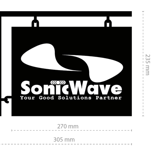 ブランケットサインボード アイアン看板 白/黒 長方形鉄看板 中型30cm