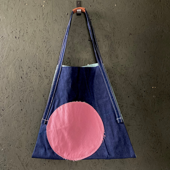 サーフボードキャリーバッグ　パッチワークデニム(&pink) ロングボード　ミッドレングス　重いボードを運ぶのに便利 8枚目の画像