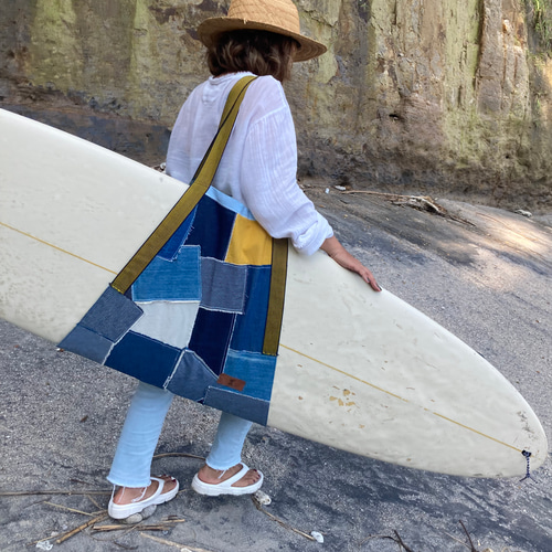 サーフボードキャリーバッグ パッチワークデニム(khaki) ロングボード