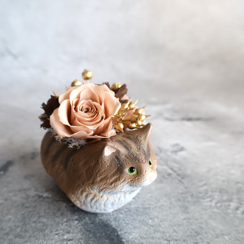 ほっこりnekoちゃん【クイーン】受注制作 アレンジ プリザーブド