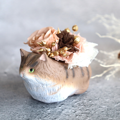 ほっこりnekoちゃん【クイーン】受注制作 アレンジ プリザーブド