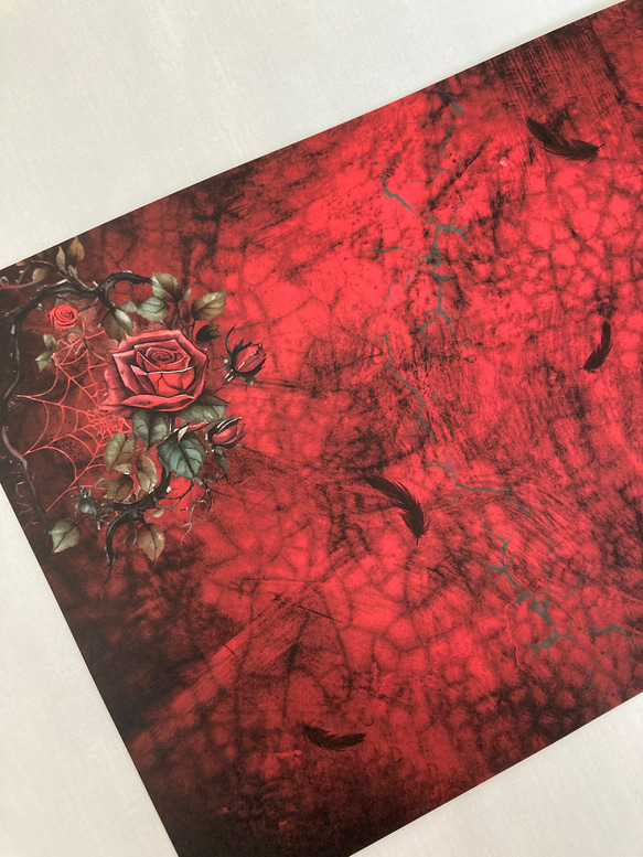 〈両面デザインペーパー〉SKULL / red〈10枚〉 3枚目の画像