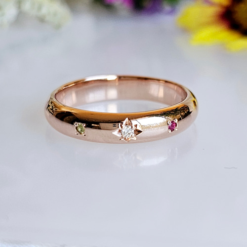 星のように輝くリング、セミオーダー誕生石を選べる（刻印可能） SV925