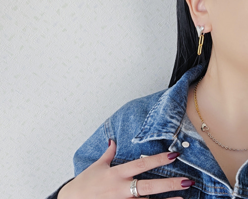 特集掲載】ミックスカラー/ハートのネックレスとイヤリングセット