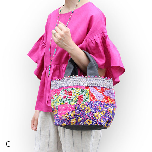 刺繍とパッチワークキルトのトートバッグ れい様・パッチワークキルト