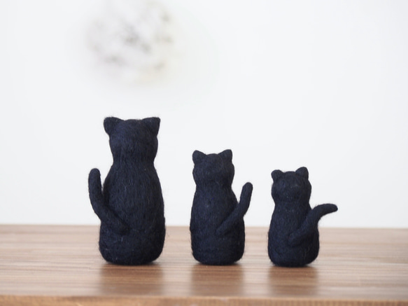3way黒猫3brothers羊毛フェルト/ハロウィン＆Xmas帽子つき(受注制作) 15枚目の画像