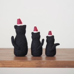 3way黒猫3brothers羊毛フェルト/ハロウィン＆Xmas帽子つき(受注制作) 9枚目の画像
