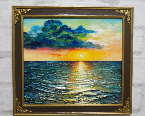 油絵 油彩 油彩画 絵画【Sea at Dusk】 絵画 HR 通販 16418268
