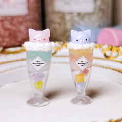 中身が動く ネコ猫パフェ ミニチュアドリンク フェイクスイーツ ペール