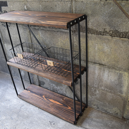 かごつき】男前インテリア アイアンラック アイアンシェルフ