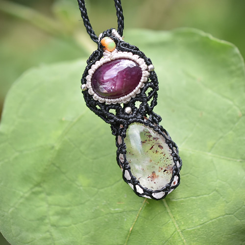 赤い秘密☆スーパーセブン☆スタールビーマクラメネックレス1173