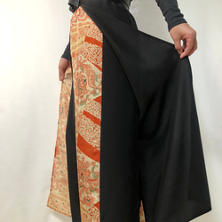 ✨帯リメイク 脇あきラップ風ワイドパンツ(重ね着タイプ ✨帯リメイク 脇あきラップ風ワイドパンツ(重ね着タイプ