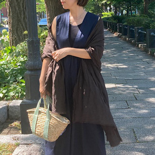 ❁ハンドメイドになります❁ 大判　アップリケベルギーリネンストール ❁ハンドメイドになります❁ 大判 アップリケベルギーリネンストール