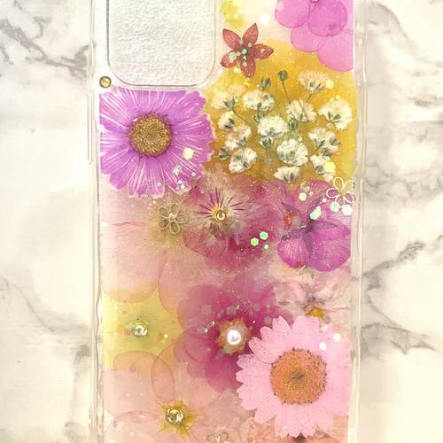 全機種対応 iPhoneケース 押し花ケース 押し花 ケース 花 Android 花柄 