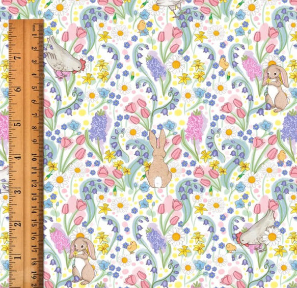 ウサギのブーのイースター　“Spring Chicken Fabric” Belle&Boo 2枚目の画像