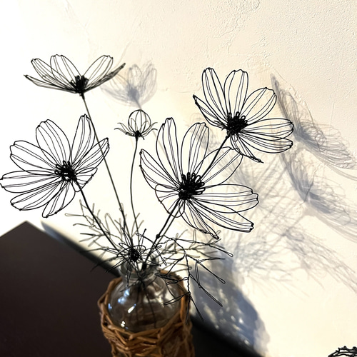 ［ひなげしの花　小鳥］　フラワーアート　ワイヤークラフト　半立体 超安い】 花と小鳥（ひなげし）ワイヤーアート ワイヤークラフト