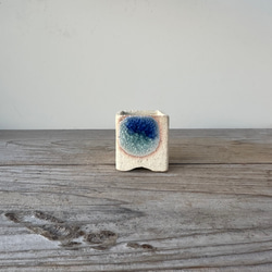 シーグラス焼 植木鉢 ミニ (ブルー) 1枚目の画像